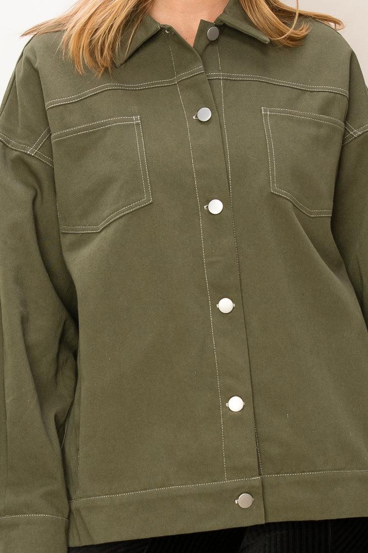 Margo Contrast Stitch Twill Shacket Product Image