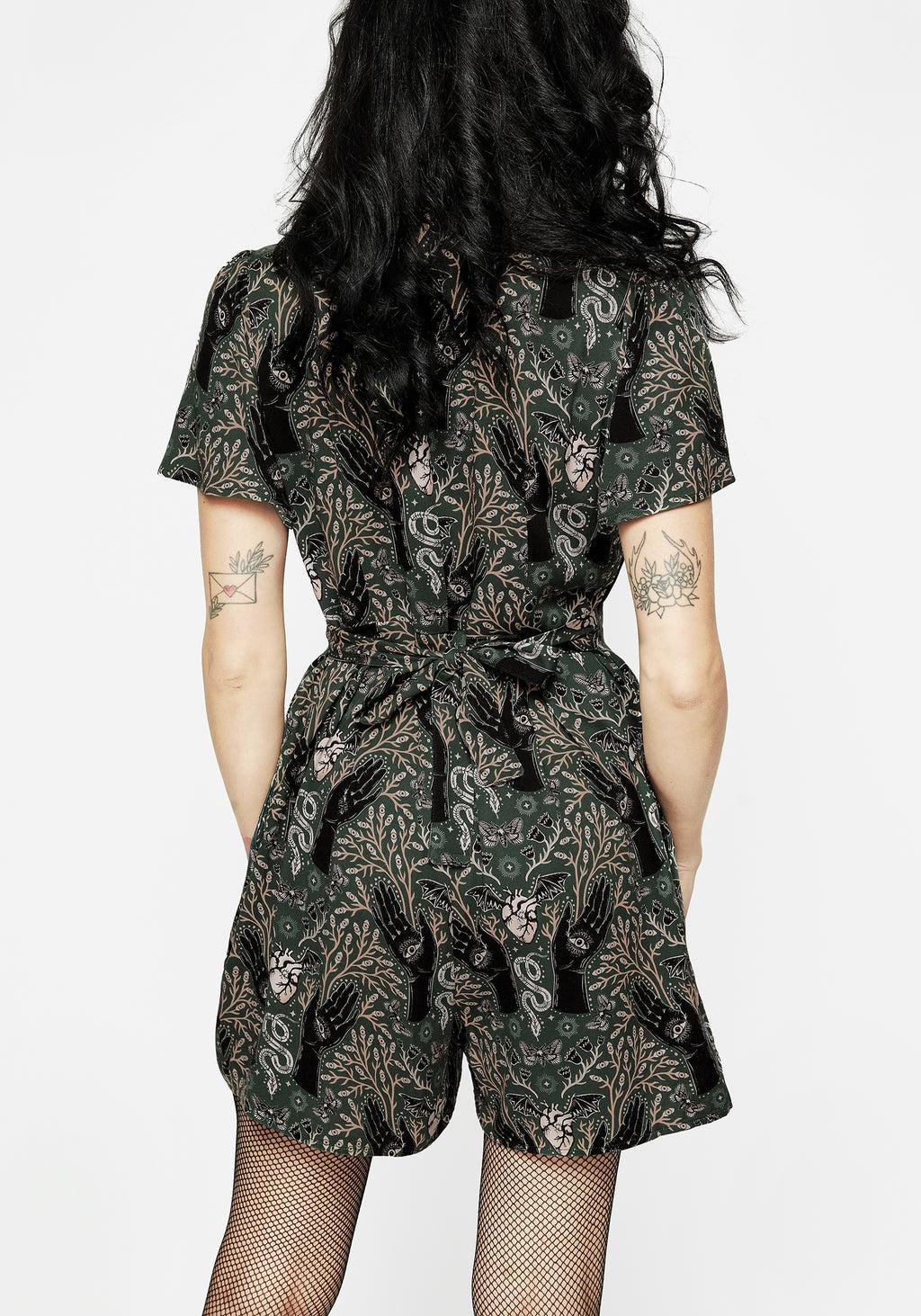 Hemlock V-Neck Playsuit - Green Product Image