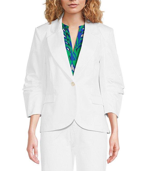 tyler boe Taylor Notch Lapel 3/4 Shirred Sleeve Single Breasted Blazer Product Image