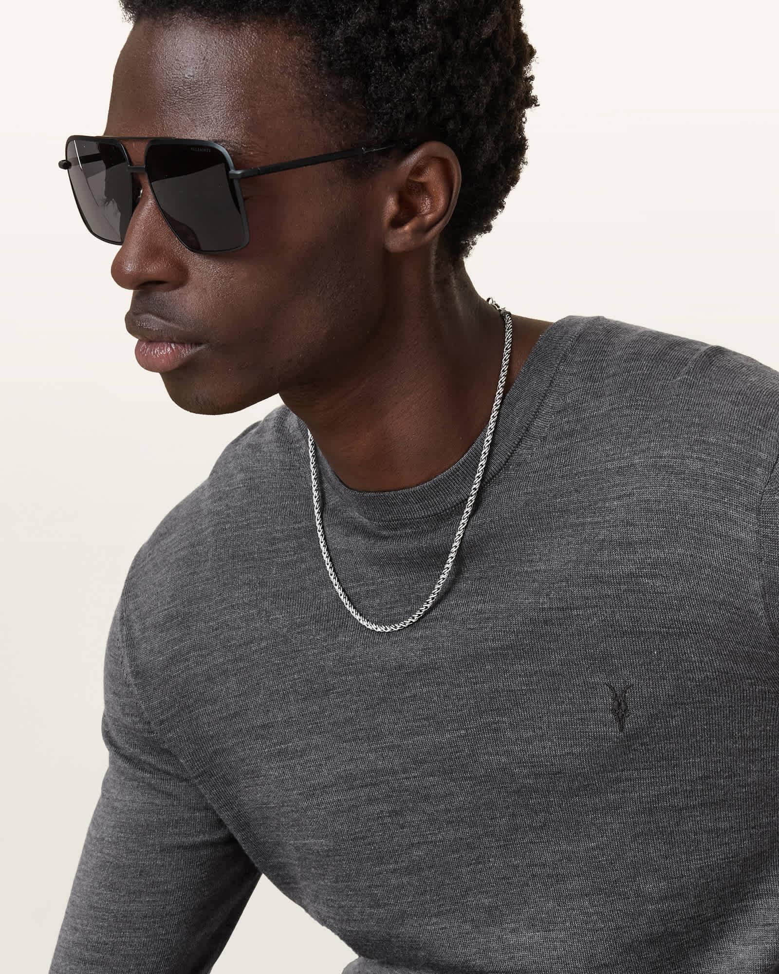 Mode Merino Crew Neck Ramskull Sweater MONUMENT GREY | ALLSAINTS US Product Image