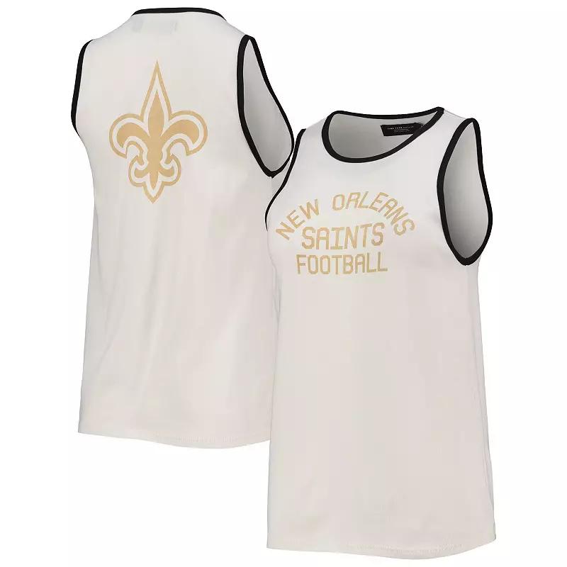 Women's Junk Food White/Black New Orleans Saints Throwback Pop Binding Scoop Neck Tank Top, Size: XL Product Image