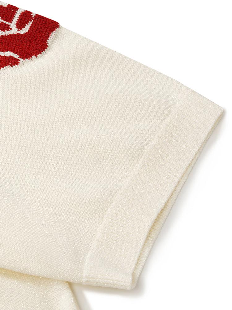 Tencel Rose Jacquard Women Knit Top Product Image