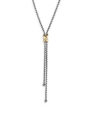 Womens Petite X Lariat Necklace in Sterling Silver with 18K Yellow Gold Product Image