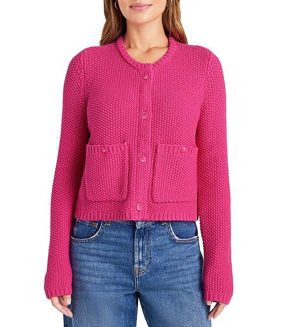 Splendid Andrea Knit Round Neck Long Sleeve Cropped Button Front Cardigan Product Image