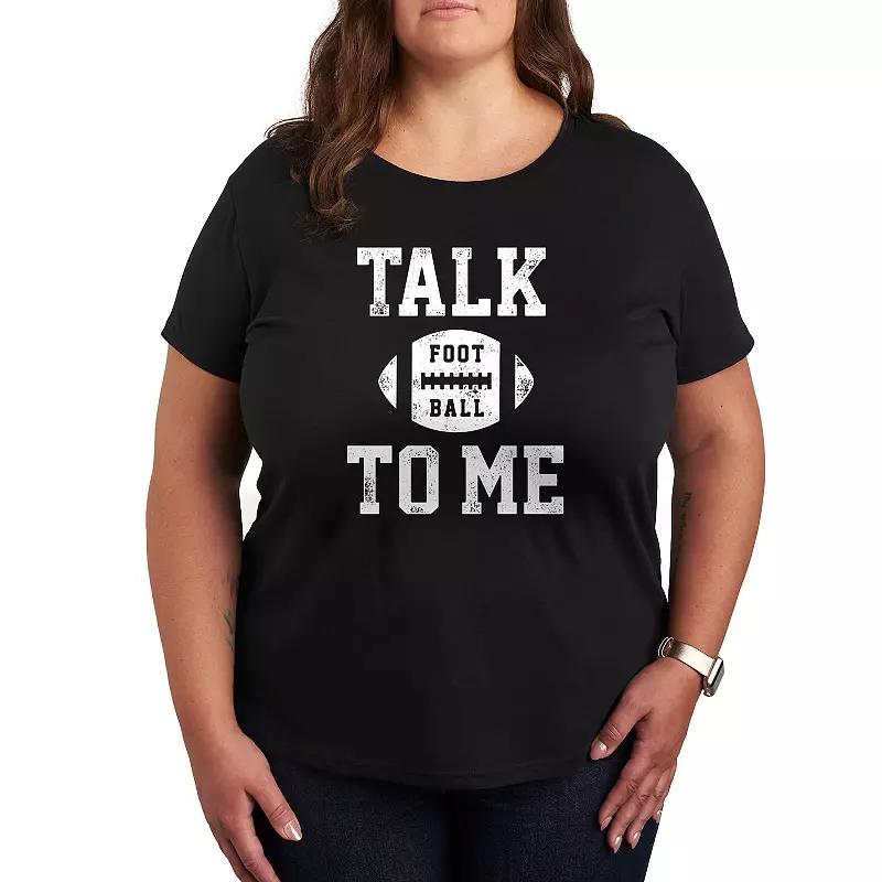 Plus Size Talk Football To Me Graphic Tee, Womens Heather Grey Product Image