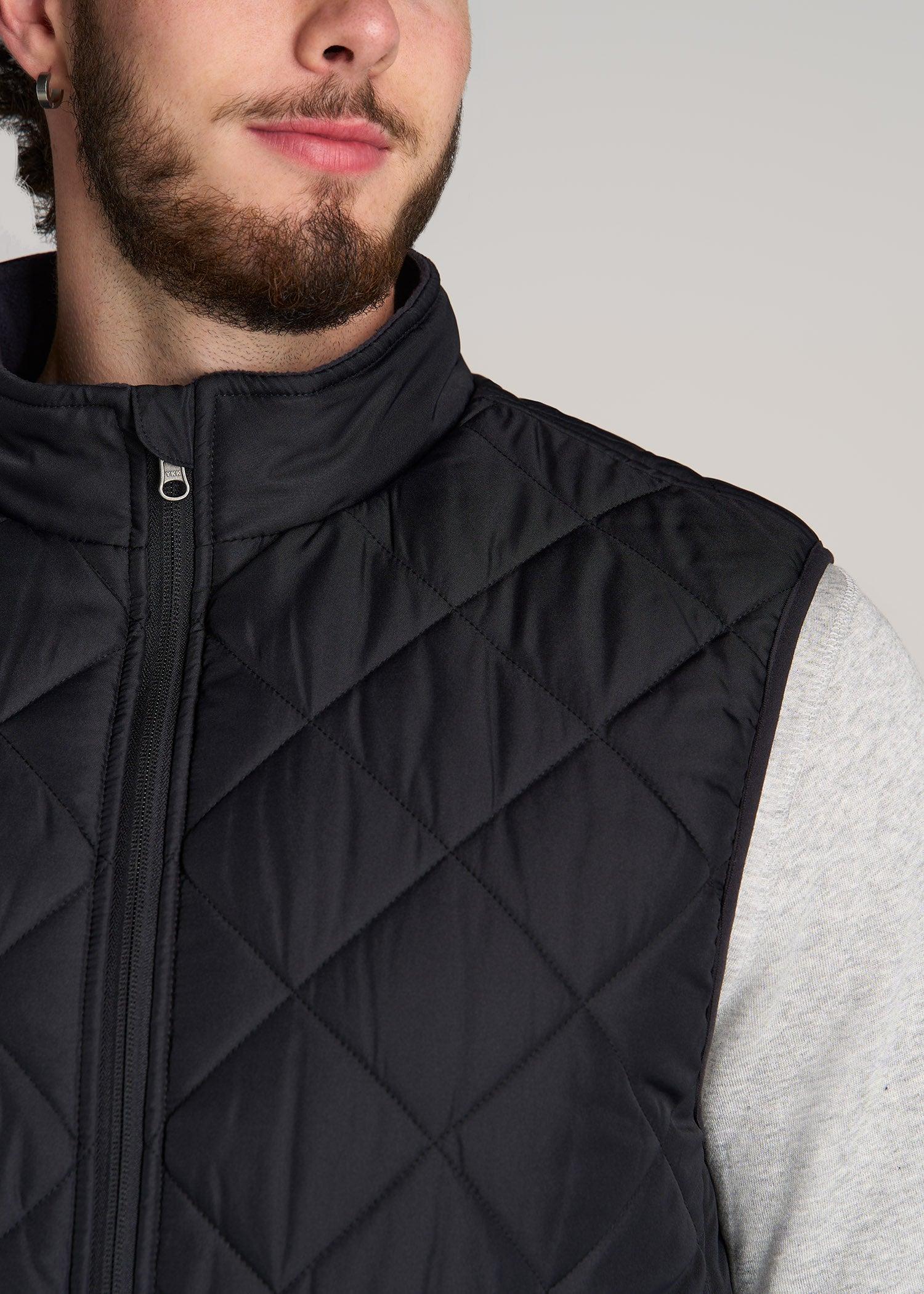 Quilted Reversible Vest for Tall Men in Black & Charcoal Male Product Image