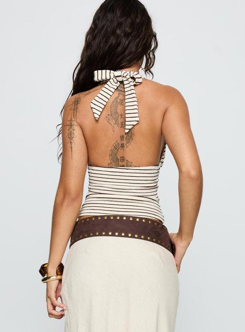 Whimsy Halter Top Chocolate / White Stripe Product Image