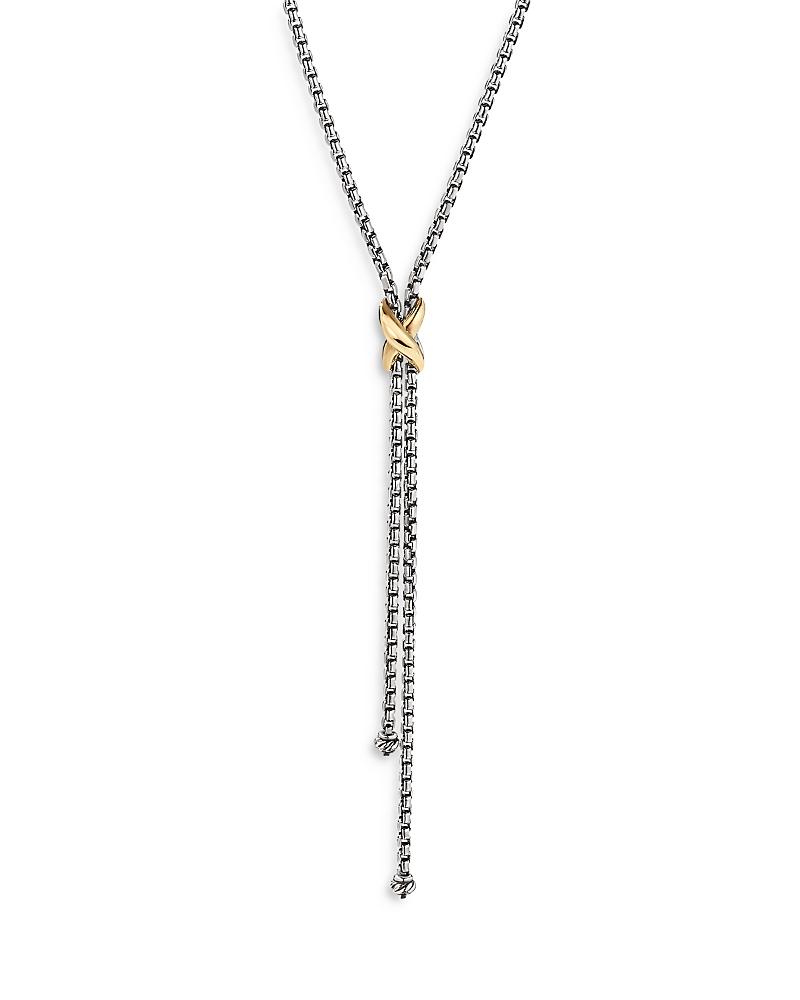 Womens Petite X Lariat Necklace in Sterling Silver with 18K Yellow Gold Product Image