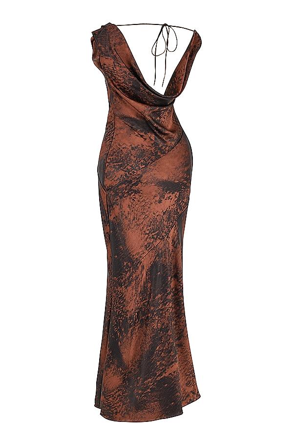 Alaina  antique copper bias cut maxi dress - sale Product Image