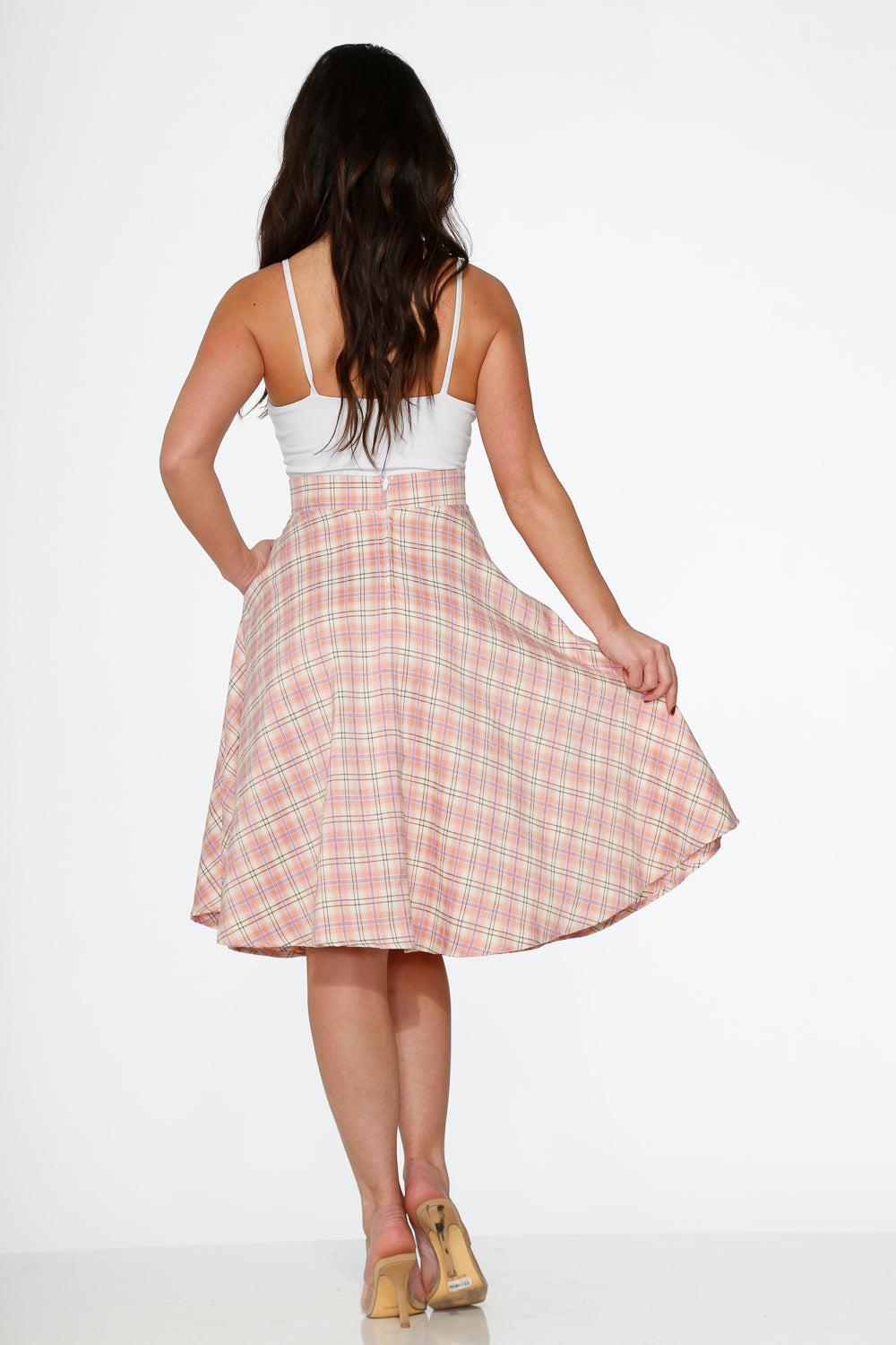 Pink Plaid Swing Skirt Product Image