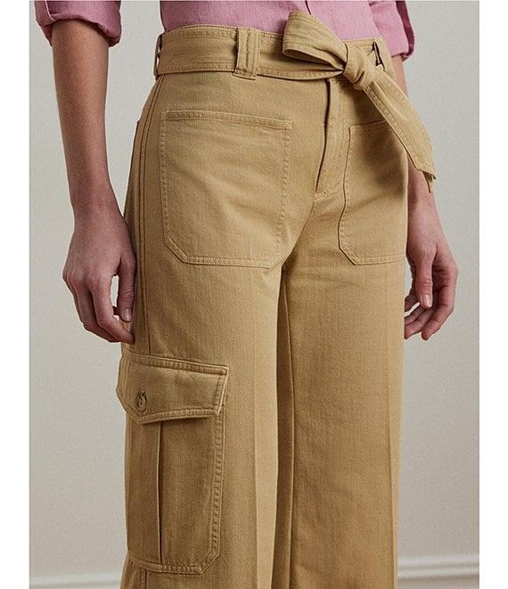 Lauren Ralph Lauren Twill Self Belt Wide Leg Cargo Pants Product Image