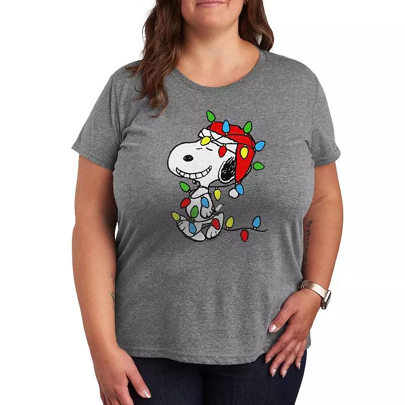 Plus Peanuts Snoopy Rainbow Heart Graphic Tee, Women's,  Product Image