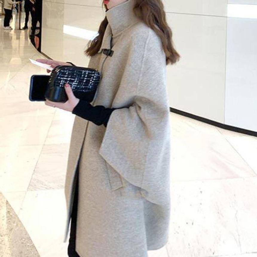 Stand Collar Plain Single Button Long Coat Product Image