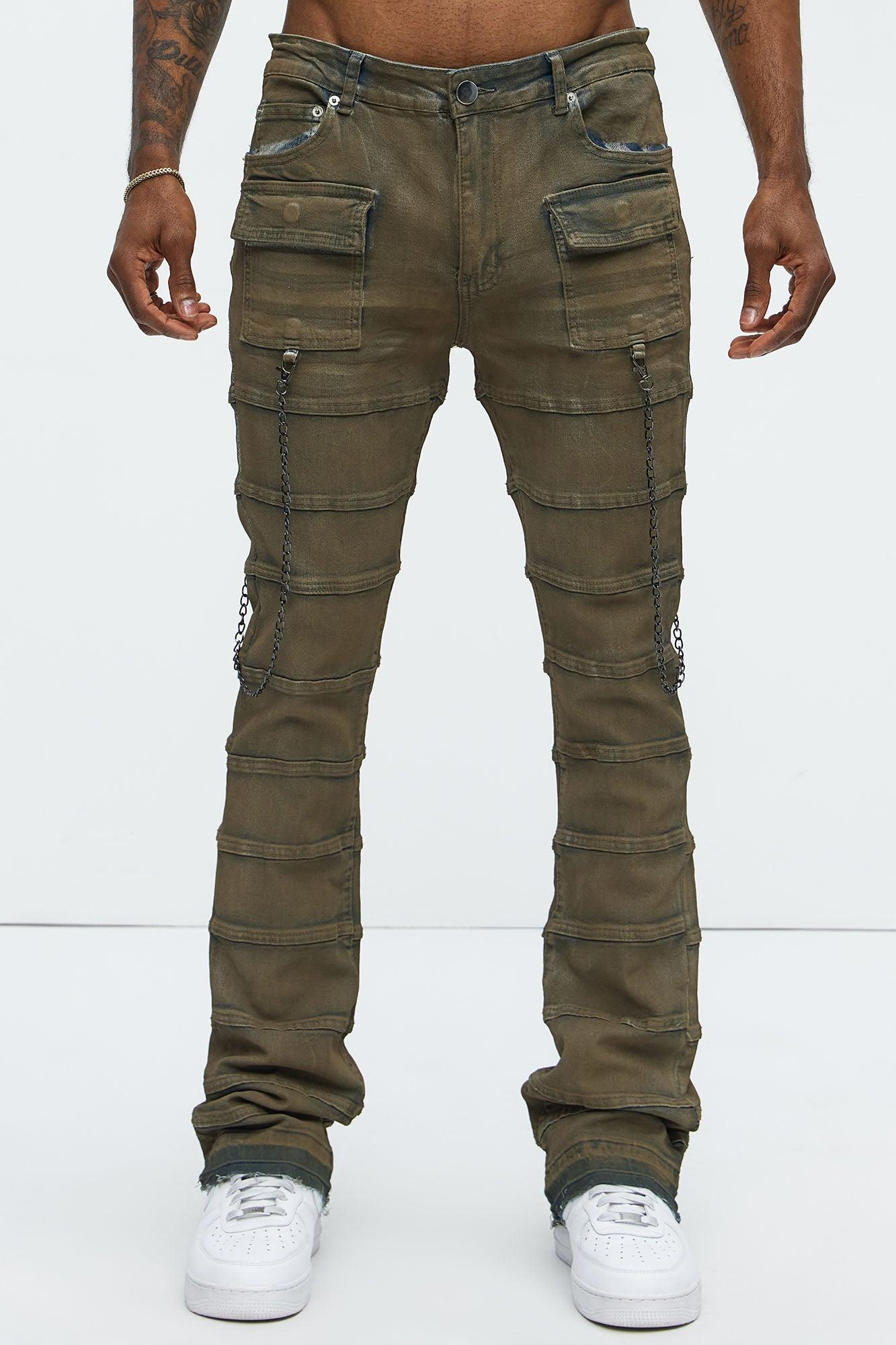 Stacked Slim Flare Paneled Chain Jeans - Vintage Wash Product Image