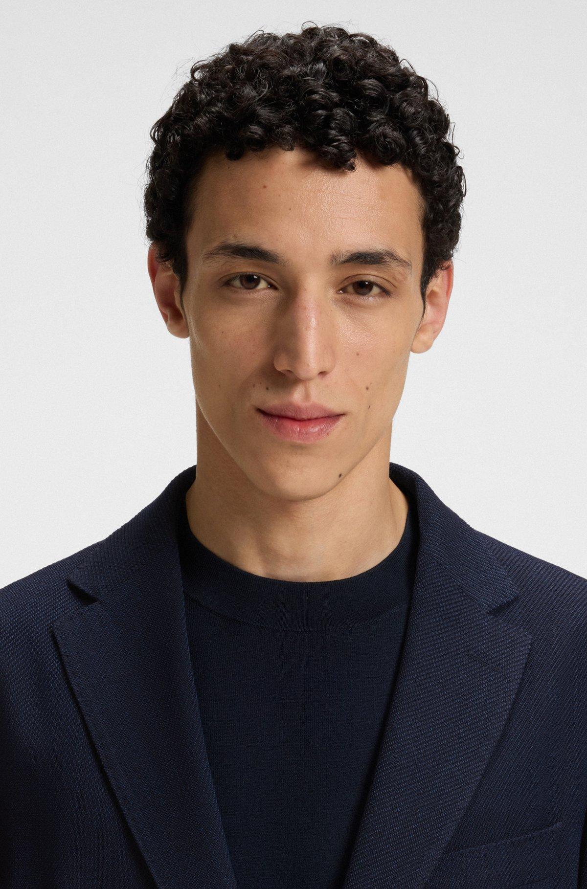 Slim-fit blazer in micro-patterned comfort-stretch cloth Product Image
