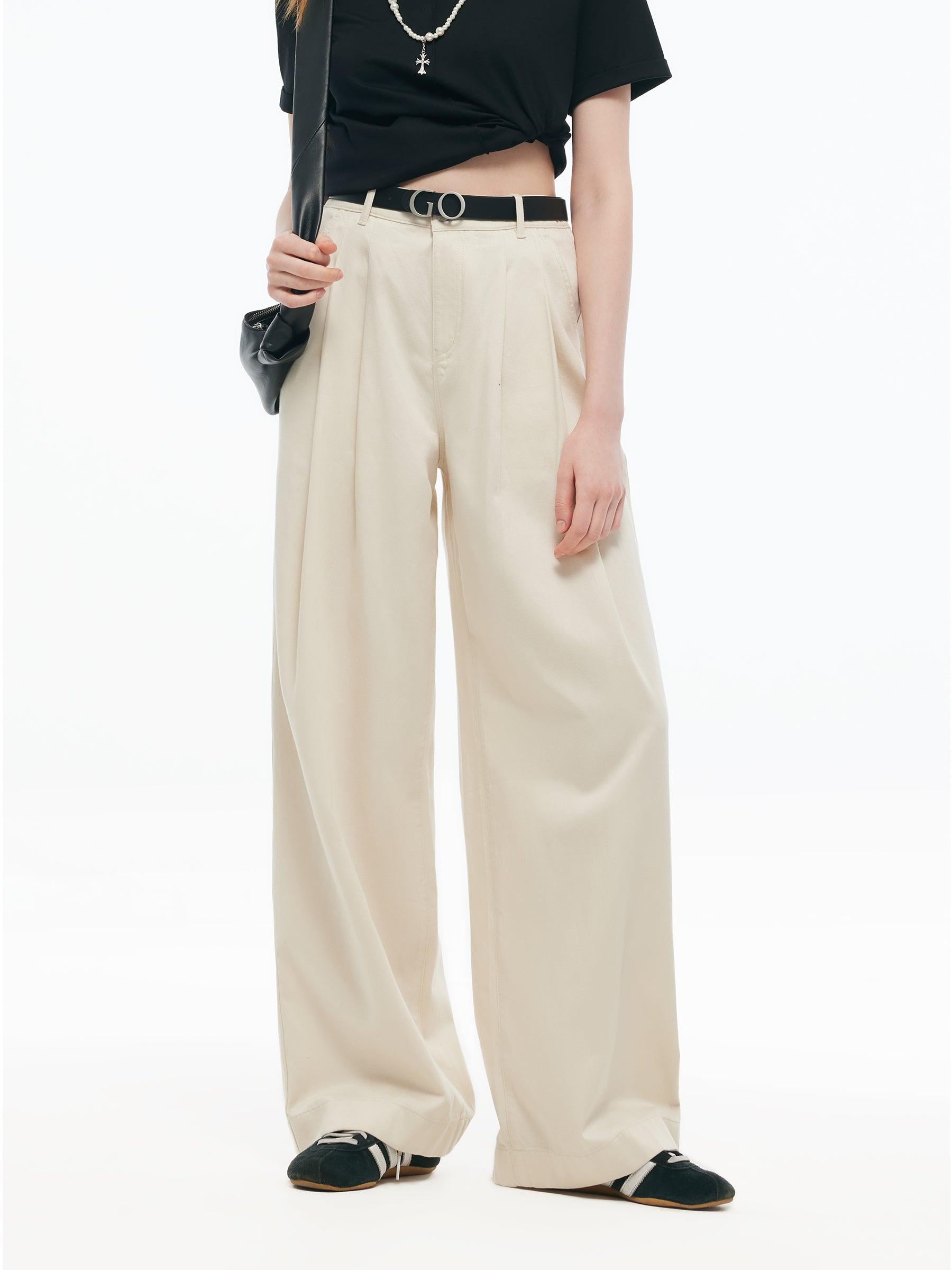 Tencel Blend Adjustable Waist Women Wide Leg Jeans Product Image