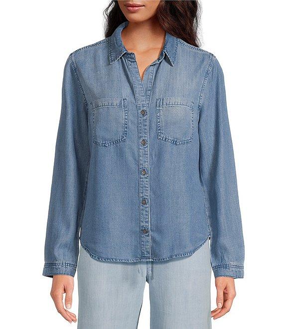 Cloth & Stone Collared Long Sleeve Button Front Lyocell Shirt Product Image