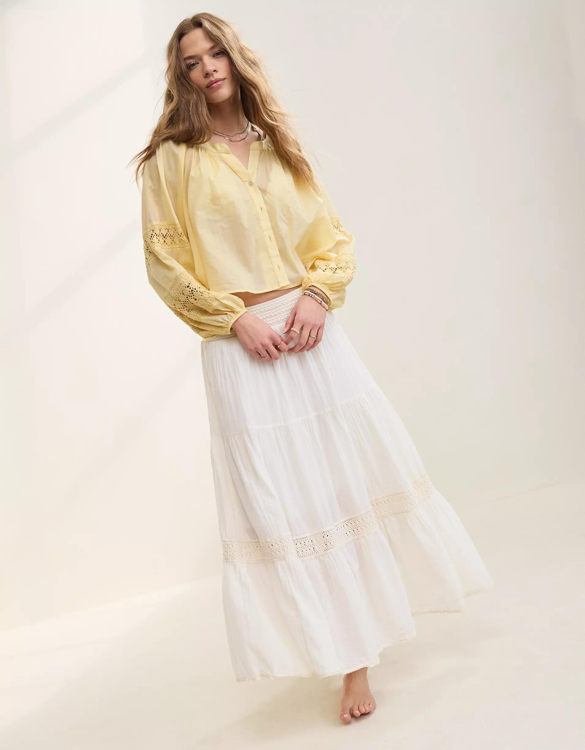 Aerie Crochet The Day Maxi Skirt Product Image