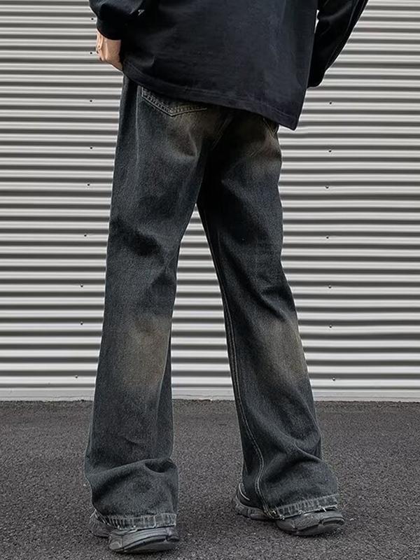 Men's Vintage Wash Distressed Loose Jeans Product Image