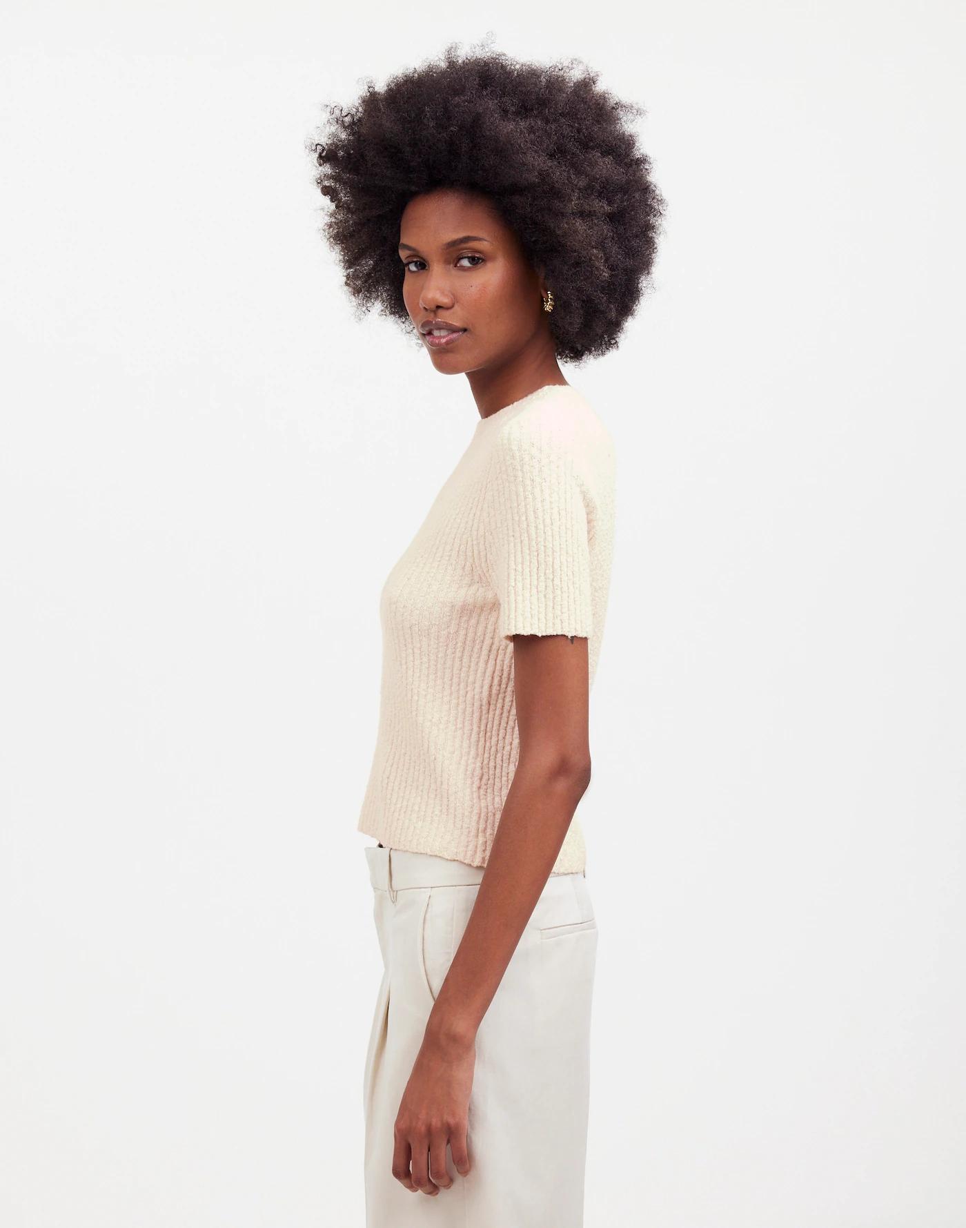 Bouclé-Knit Crewneck Sweater Tee Product Image