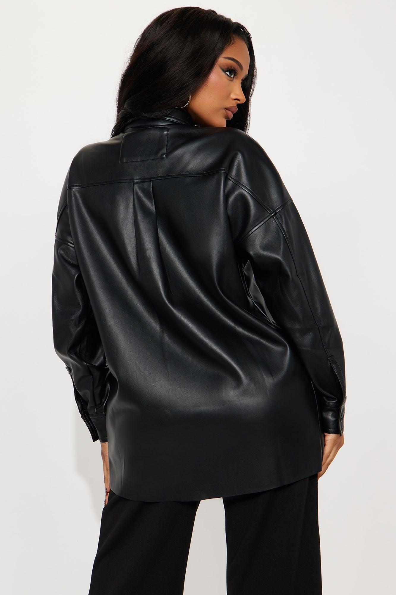 Don't Speak Faux Leather Shirt - Black Female Product Image