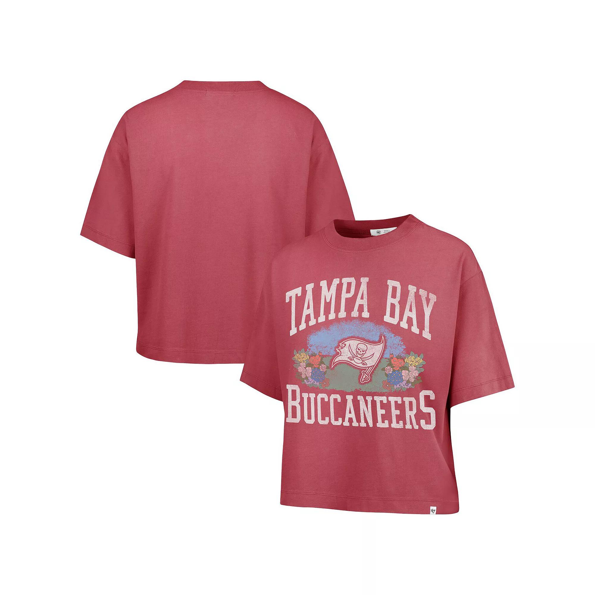 Women's '47  Light Red Tampa Bay Buccaneers Florentina Montauk Cropped T-Shirt, Size: Medium Product Image