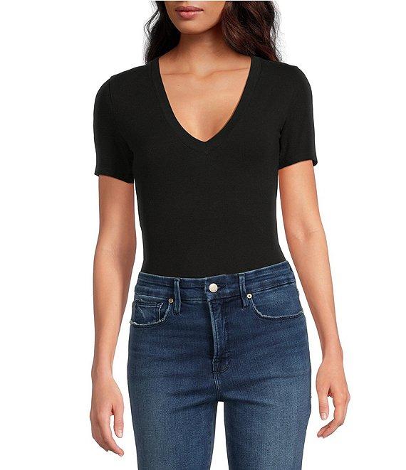 Good American Super Stretch Deep V Short Sleeve Bodysuit Product Image