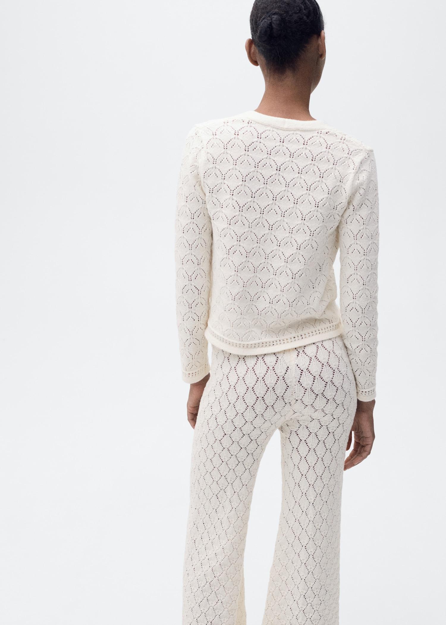Openwork detail knit cardigan - Women | MANGO USA Product Image