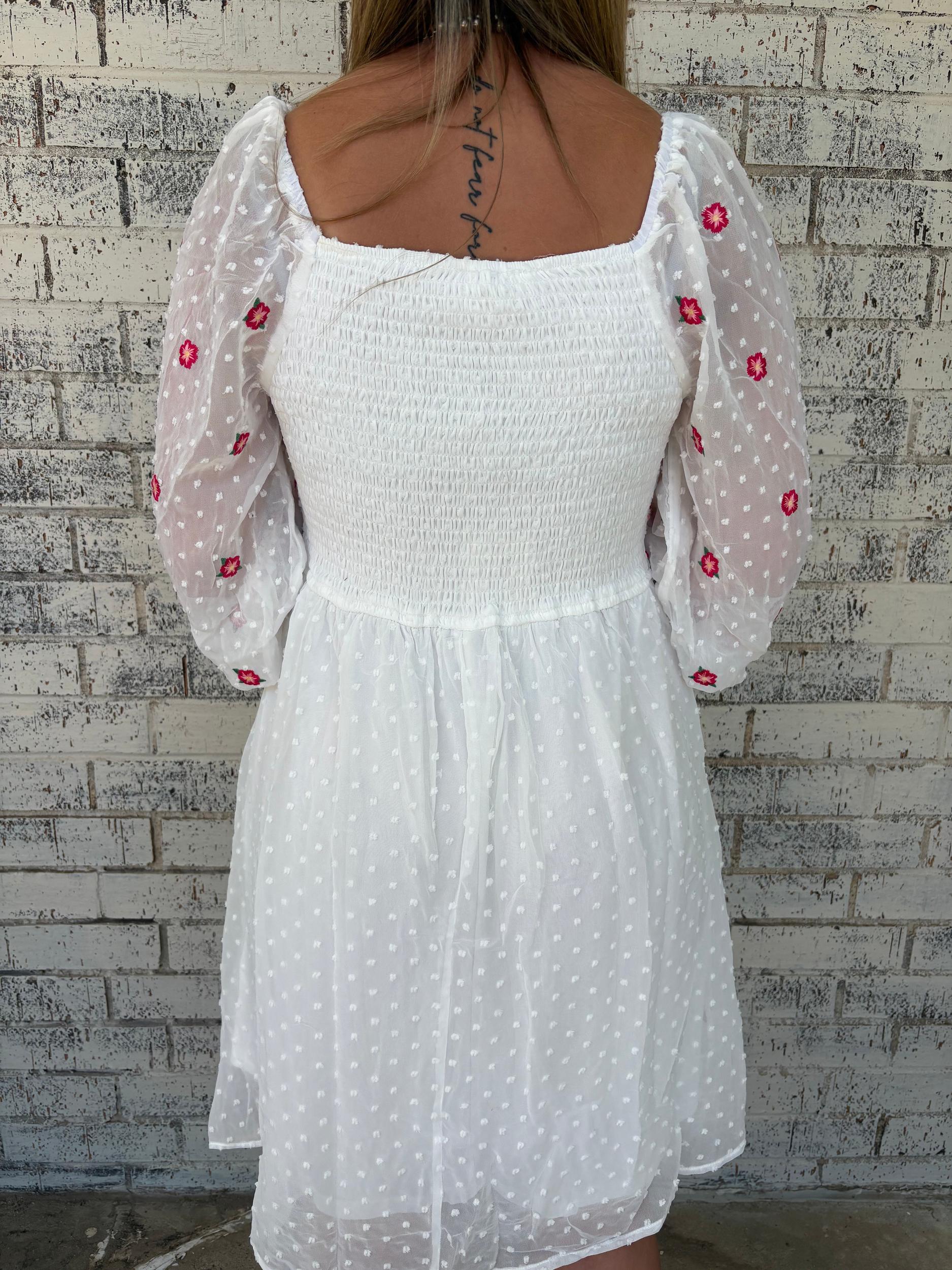 Ivory Floral Embroidered Dress Product Image