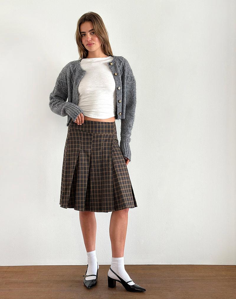 Vanka Midi Skirt in Dark Brown Check Female Product Image