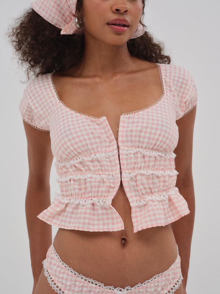 Petal Gingham Top — Pink Product Image