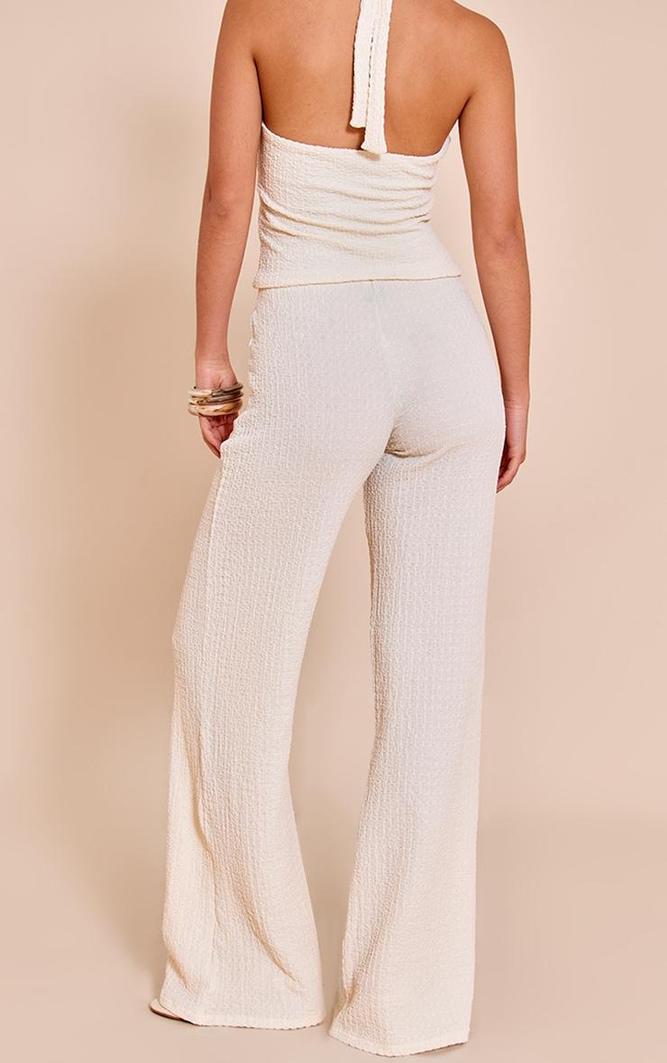  Cream Textured Drawstring Straight Leg Pant Product Image
