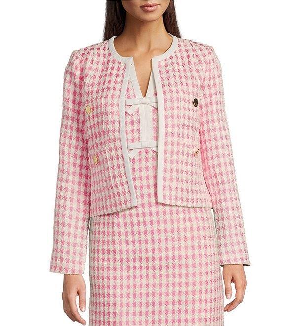 Lilly Pulitzer Rohana Charming Check Boucle Crew Neck Long Sleeve Button Front Jacket Product Image
