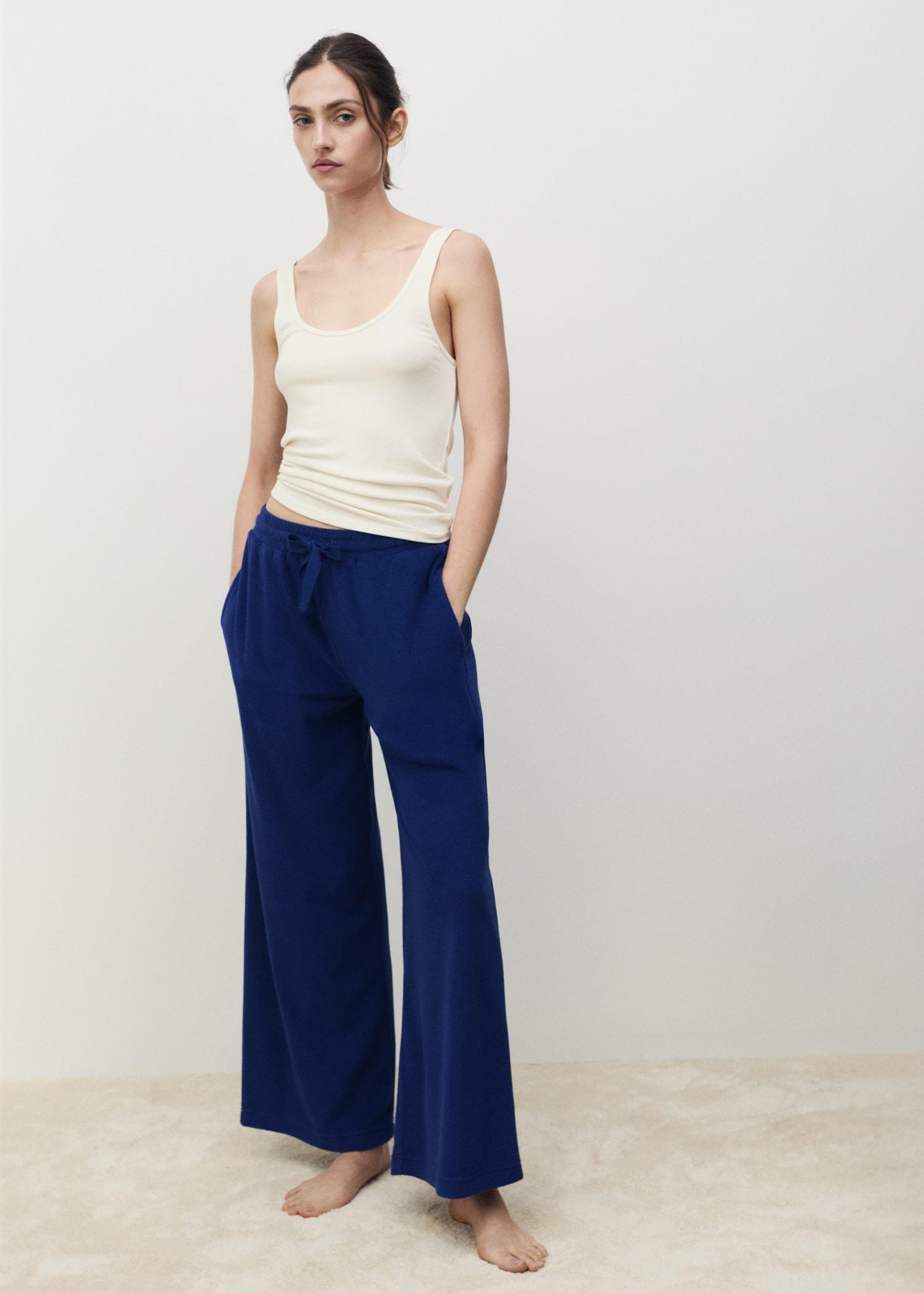 Terry cotton pants - Women | MANGO USA Product Image