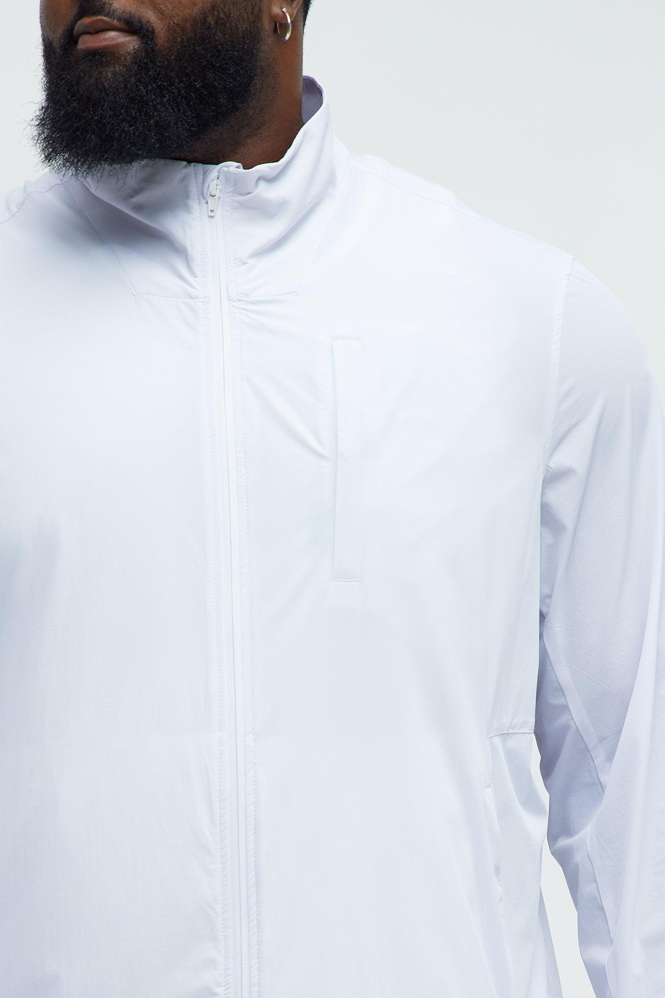 Lightweight Stretch Running Windbreaker Jacket - White Product Image
