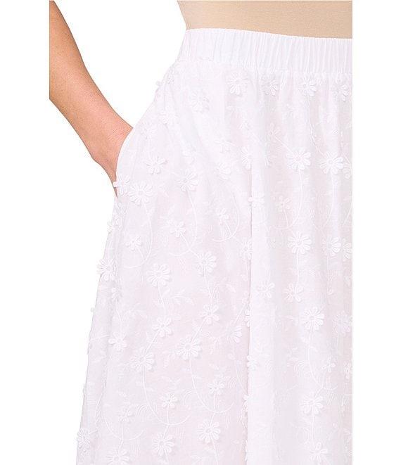 CeCe Floral Embroidered Midi A-Line Skirt Product Image