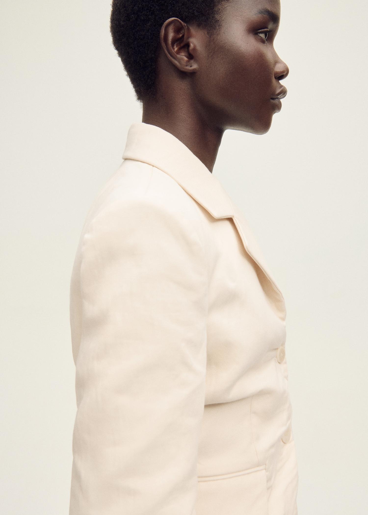 Wrinkled linen-blend suit blazer - Women | MANGO USA Product Image