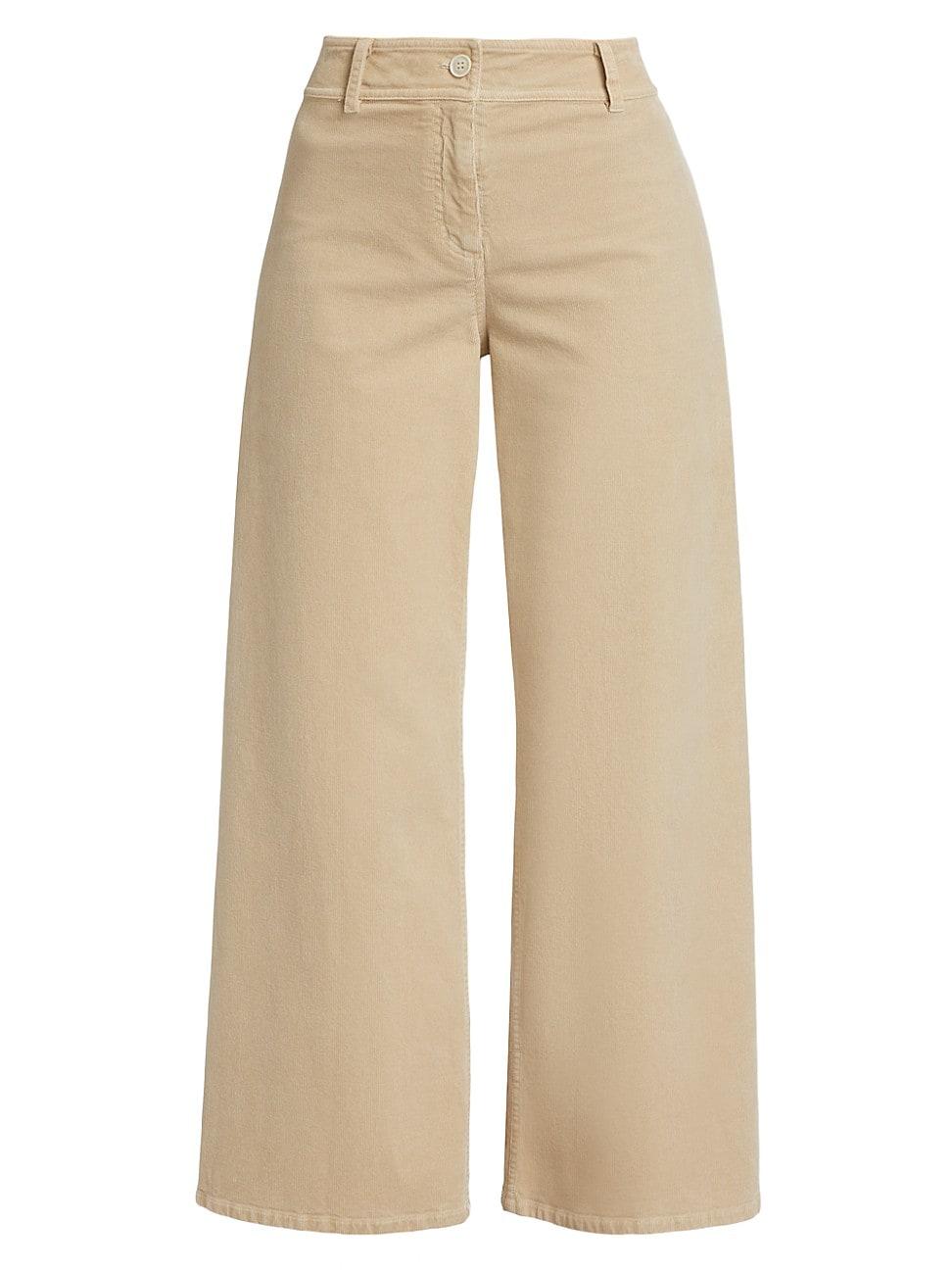 Womens Megan Cotton-Blend Corduroy Cropped Wide-Leg Pants Product Image