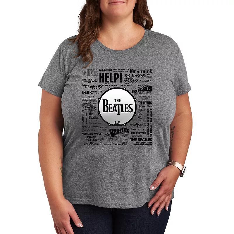 Plus Size The Beatles Singles Graphic Tee, Womens Grey Gray Product Image