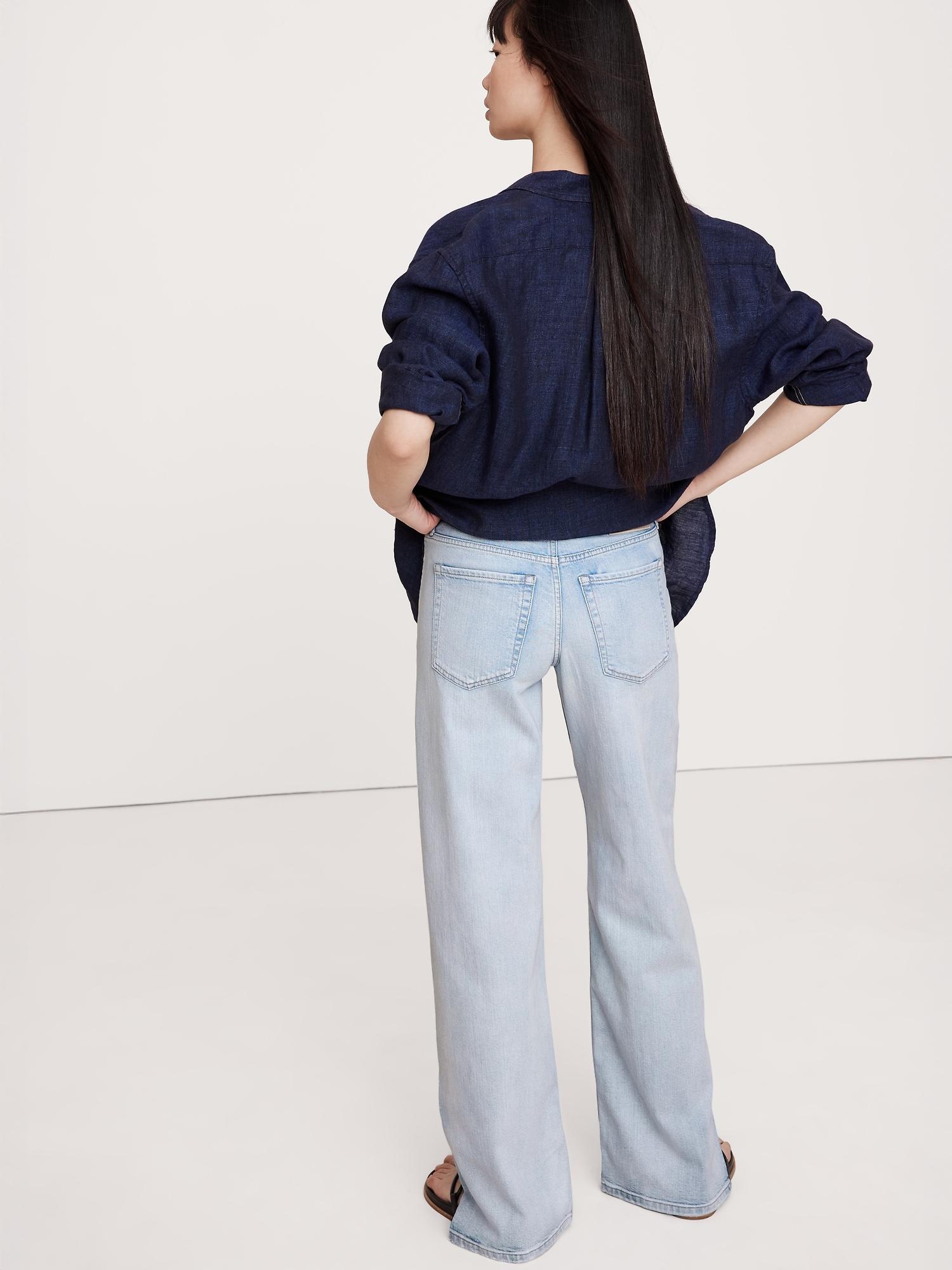 The Icon Classic Mid-Rise Wide-Leg Split-Hem Jean Product Image