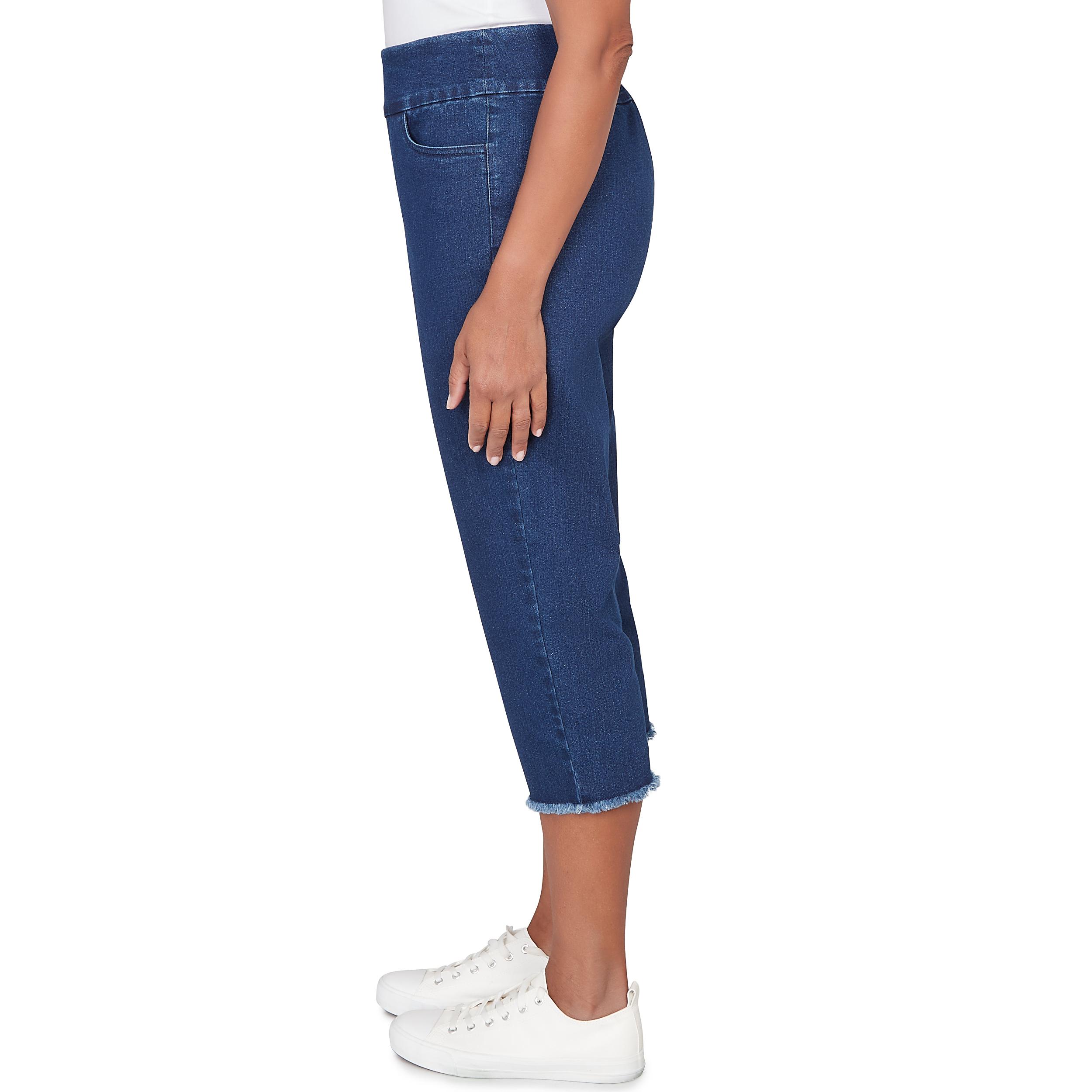 Alfred Dunner Super Stretch Denim Fringe Capri Pant- Petite Product Image