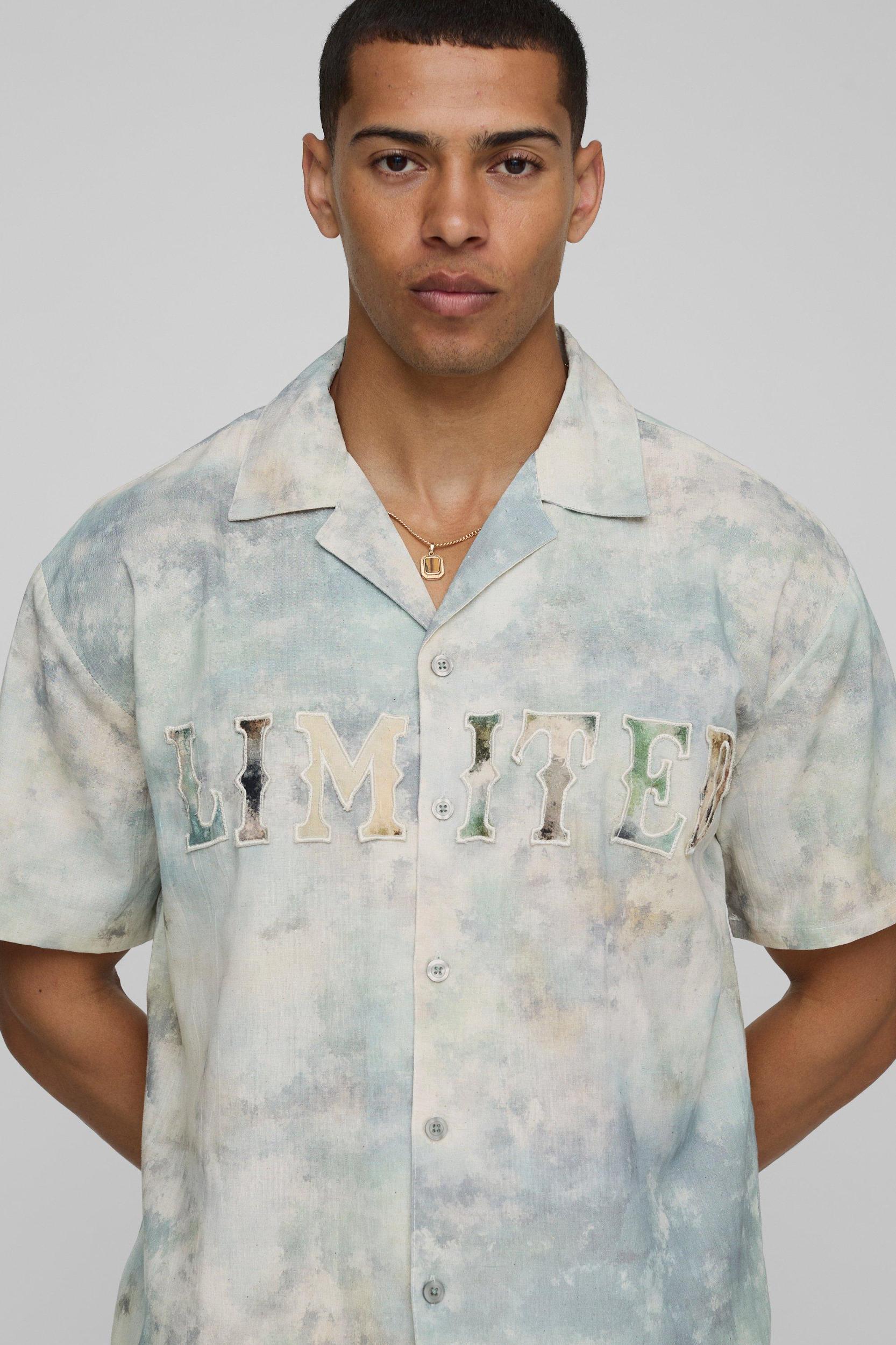 Oversized Abstract Limited Applique Shirt | boohooMAN USA Product Image