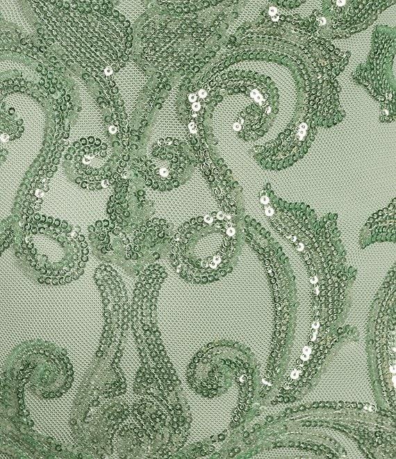 B. Darlin Double Spaghetti Strap V-Neck Lace-Up Back Sequin Dress Product Image