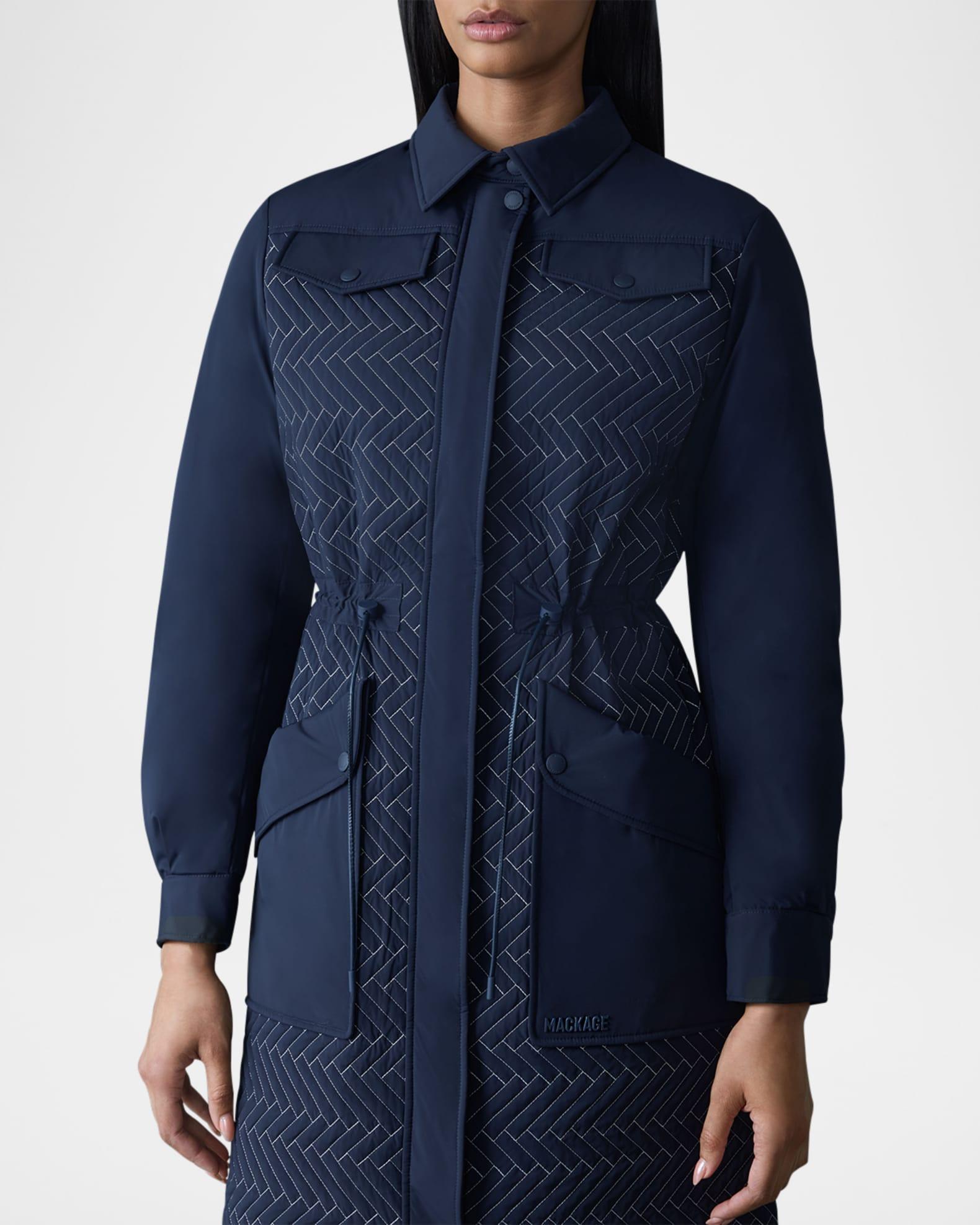 Chevron Quilted Long Down Coat Product Image