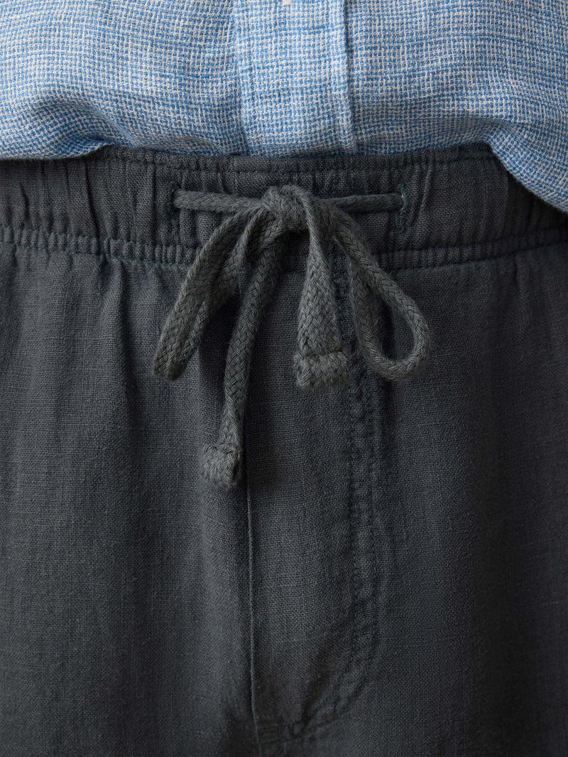 Linen Drawstring Pant - Washed Black Product Image