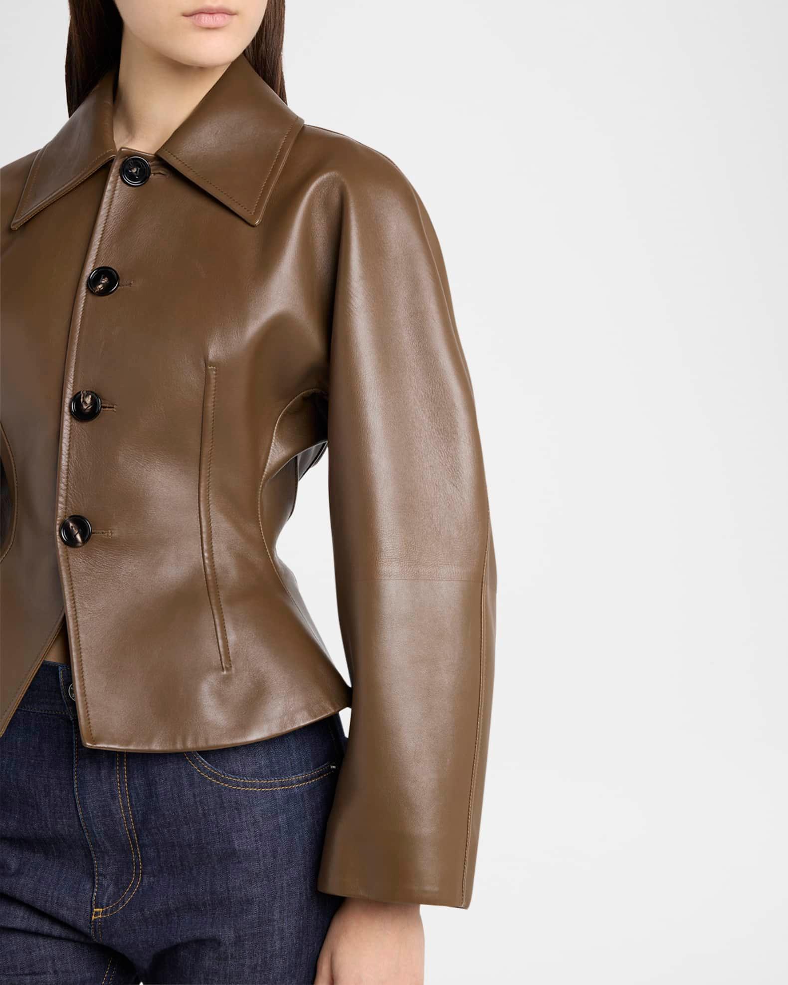 Soft Nappa Leather Waister Shirt Jacket Product Image