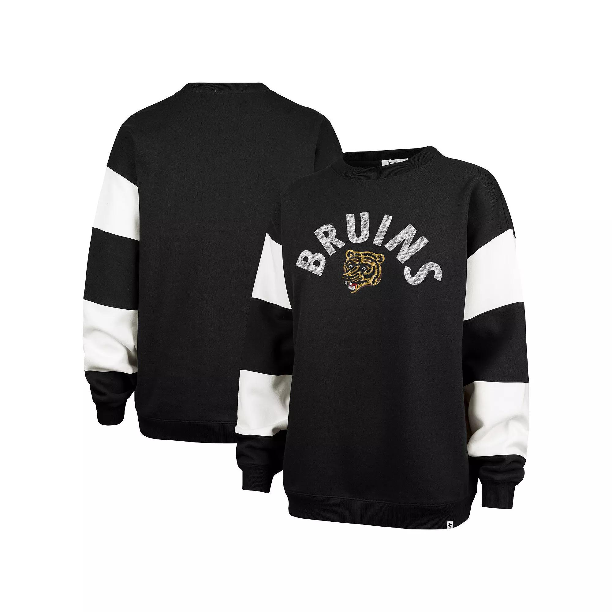 Women's '47 Navy Pittsburgh Penguins Eephus Barred Pullover Sweatshirt,  Product Image