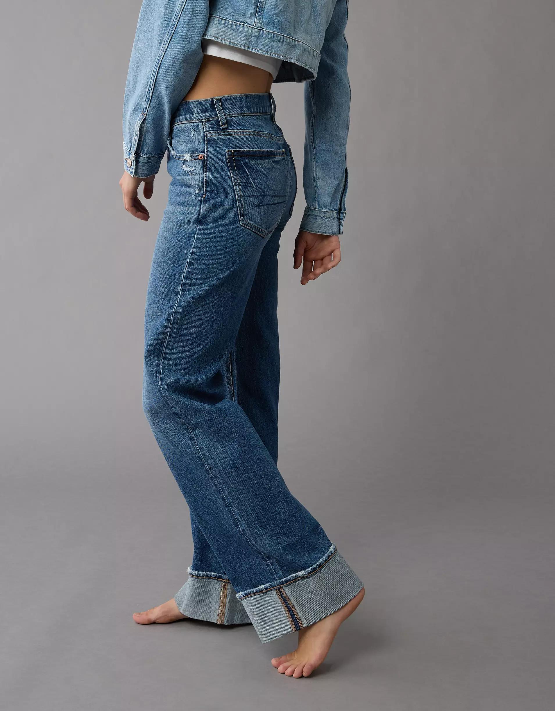 AE Stretch High-Waisted Stovepipe Cuffed Jean Product Image