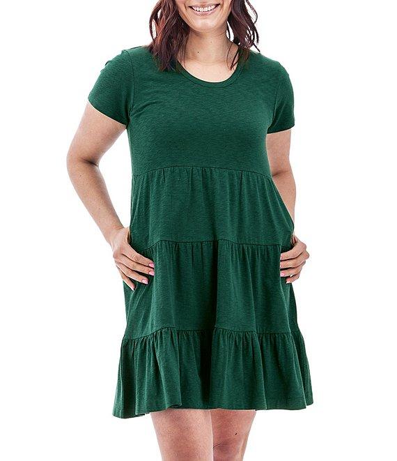 Aventura Asherton Solid Organic Cotton Blend Slub Knit Jersey Scoop Neck A-Line Dress Product Image