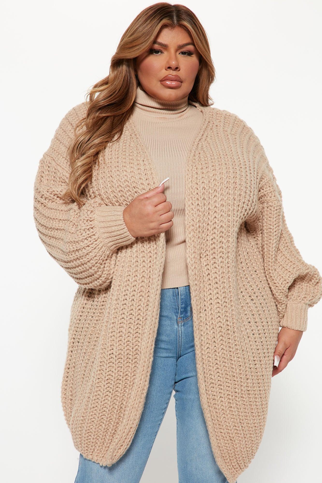 Real Love Open Front Cardigan - Taupe Product Image